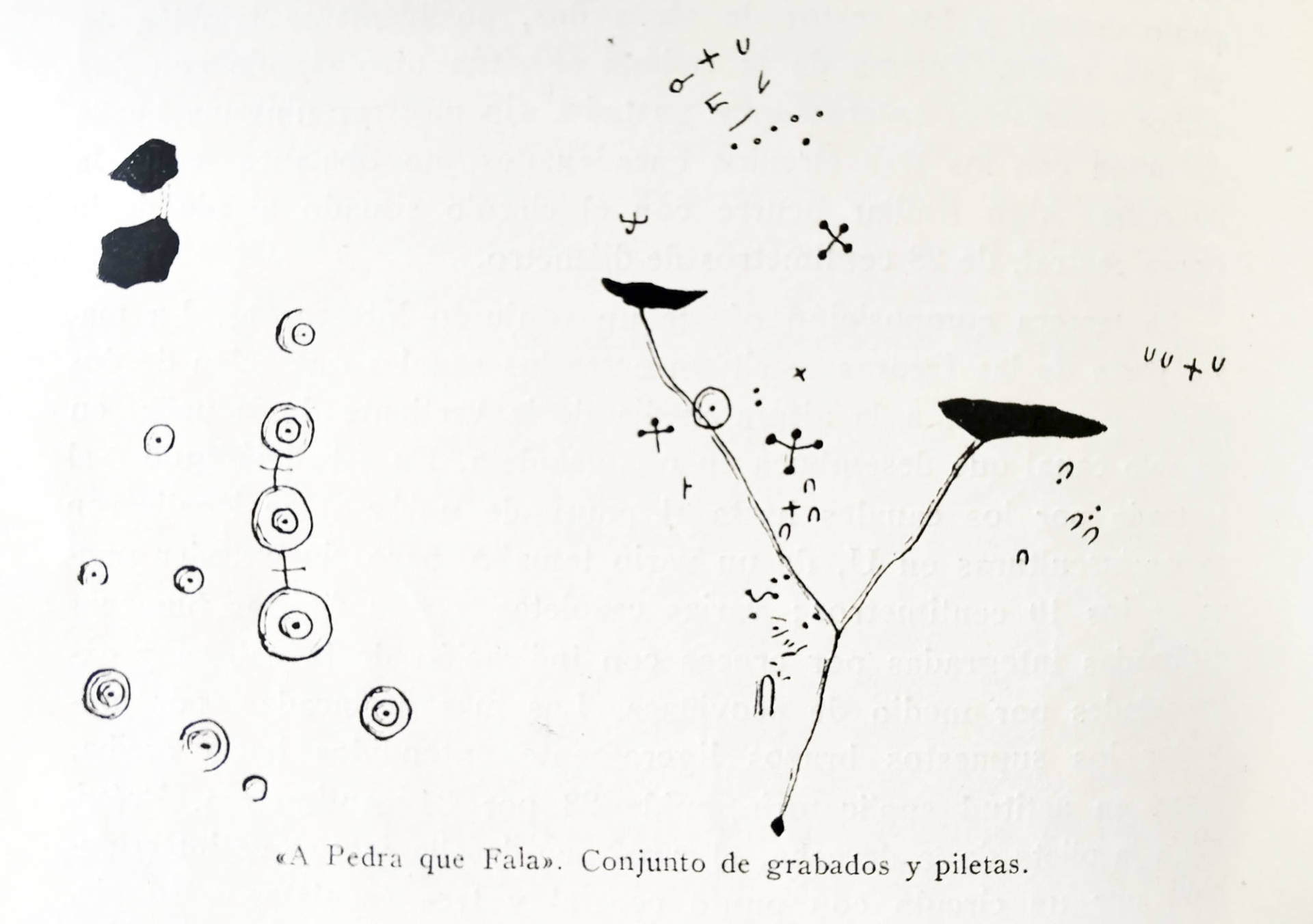 Croquis de los grabados de A Pedra que Fala. C. García Martínez. 1968.